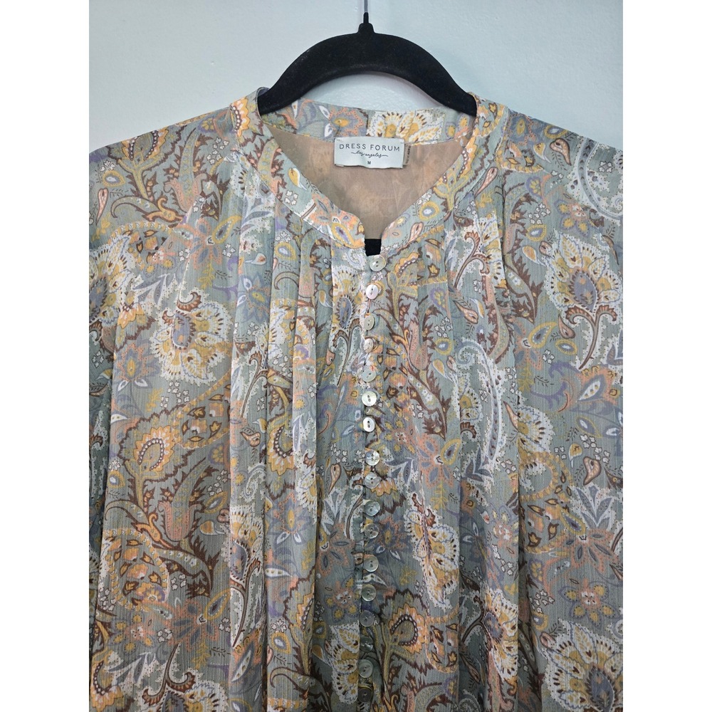 Dress Forum Boho Paisley Blouse Flowy Peasant Top Lightweight Festival Medium - Picture 10 of 11